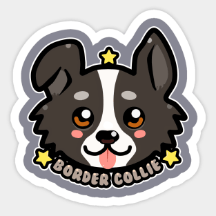 KAWAII Chibi Border Collie Dog Face Sticker